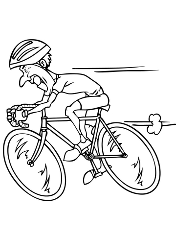 Riding Racing Bicycle Coloring Page